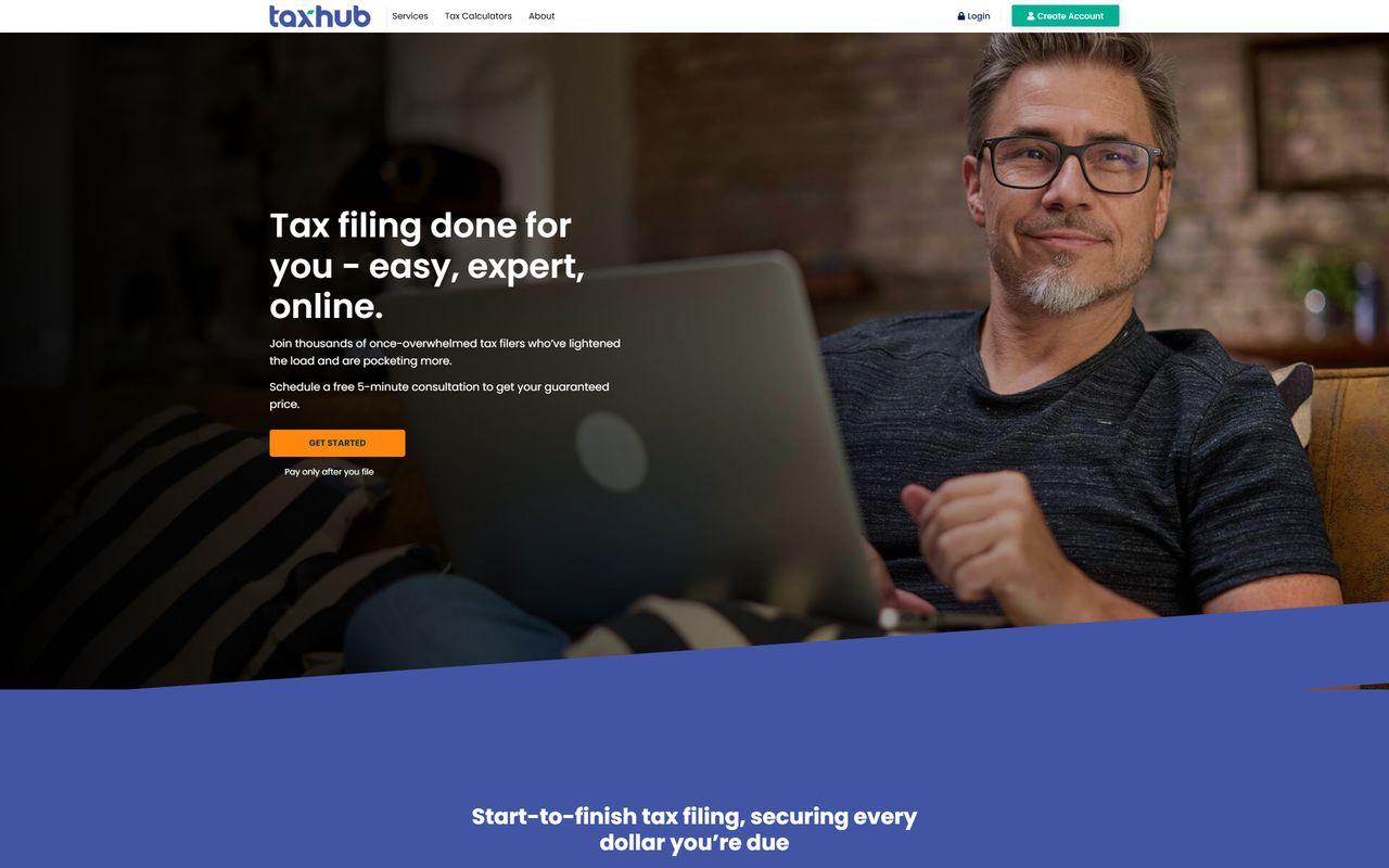 Taxhub website homepage